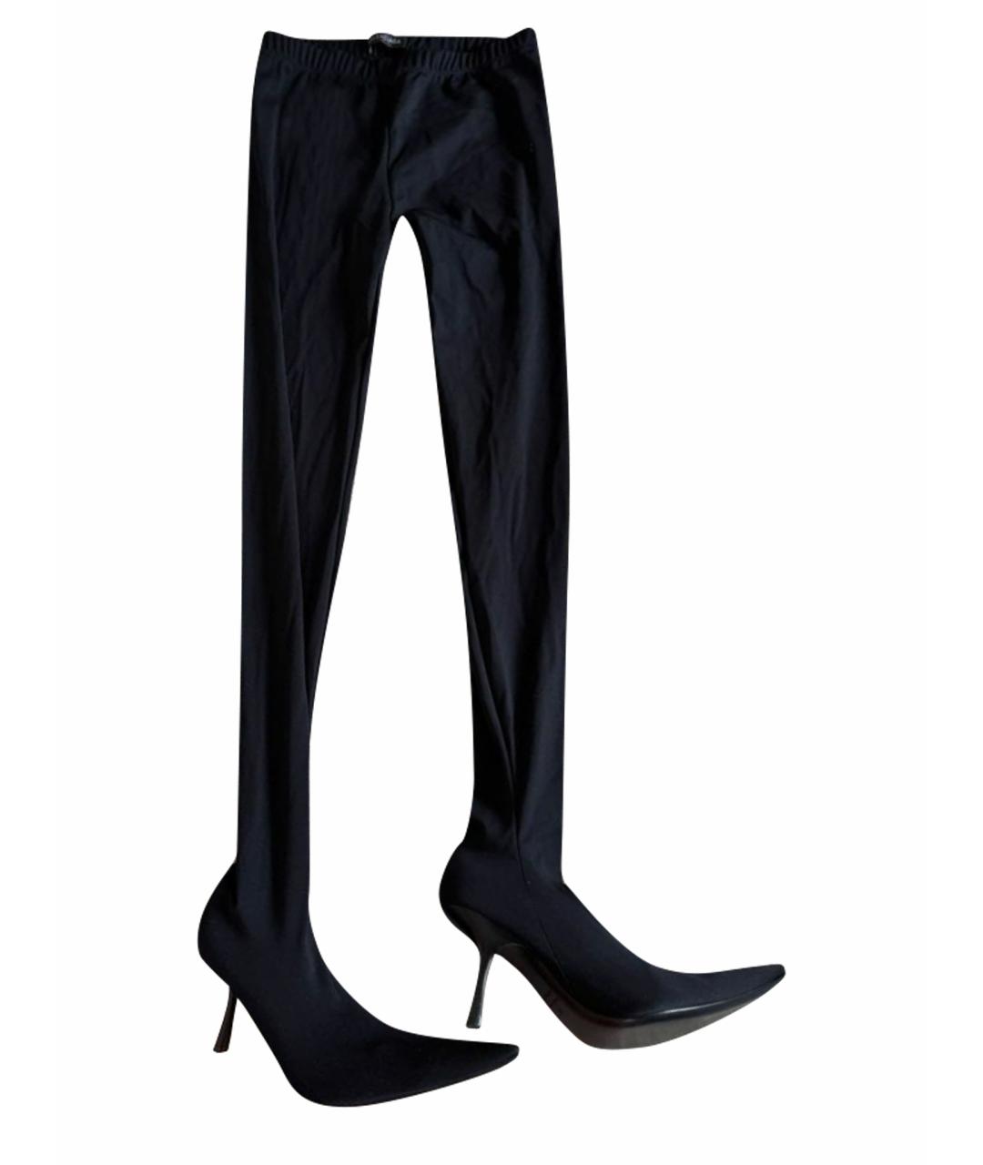 BALENCIAGA Черные текстильные ботфорты, фото 1