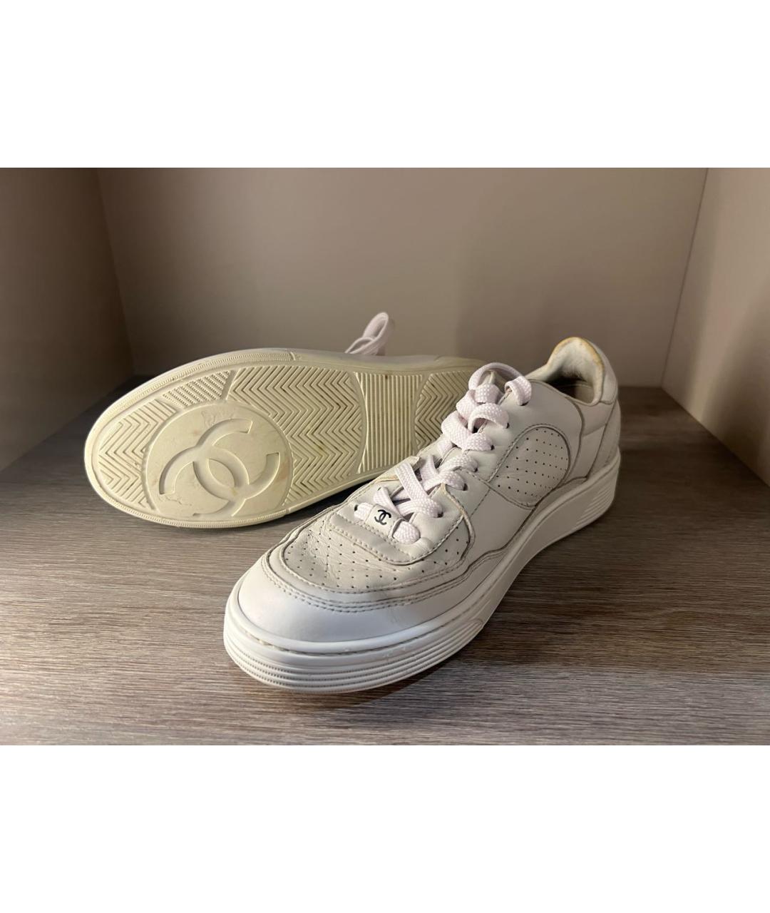 CHANEL Белые кожаные кеды, фото 4