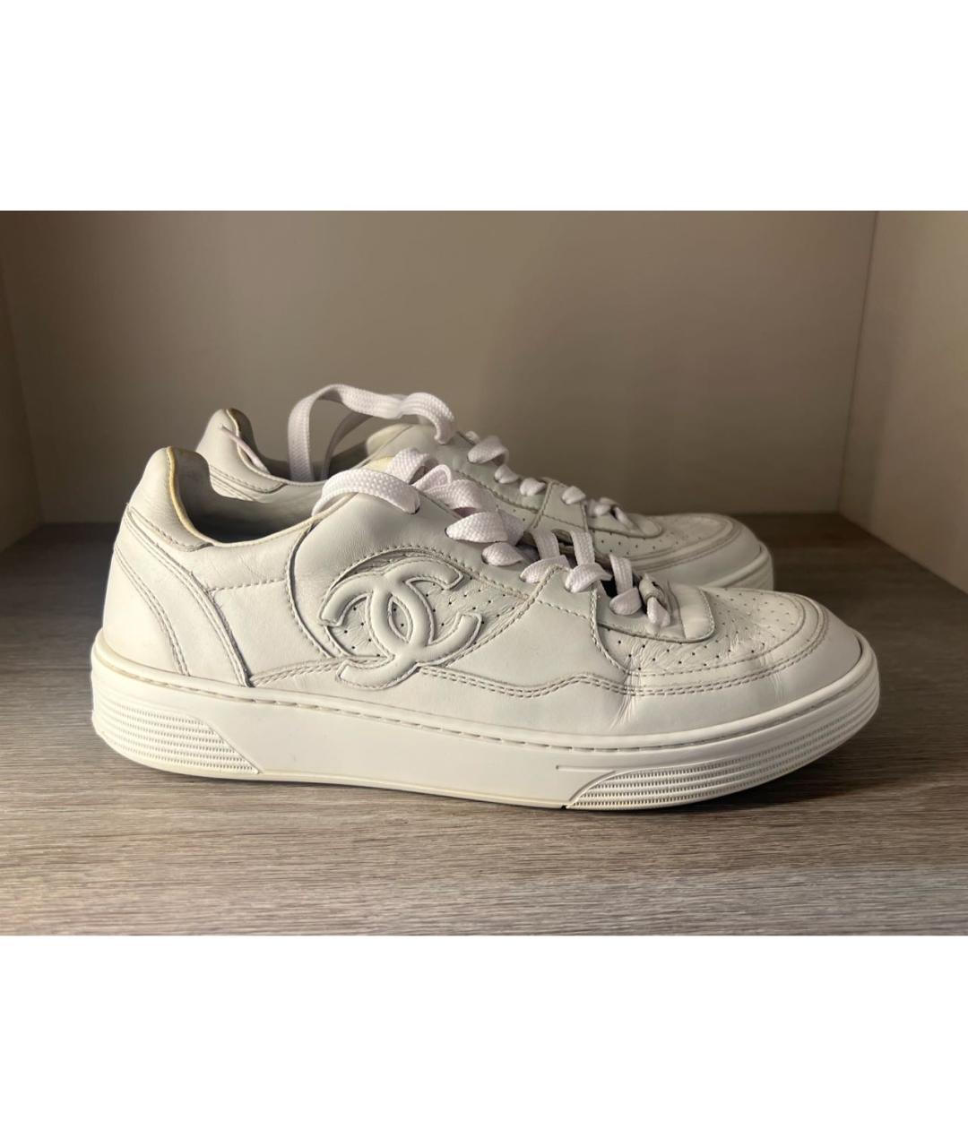 CHANEL Белые кожаные кеды, фото 6
