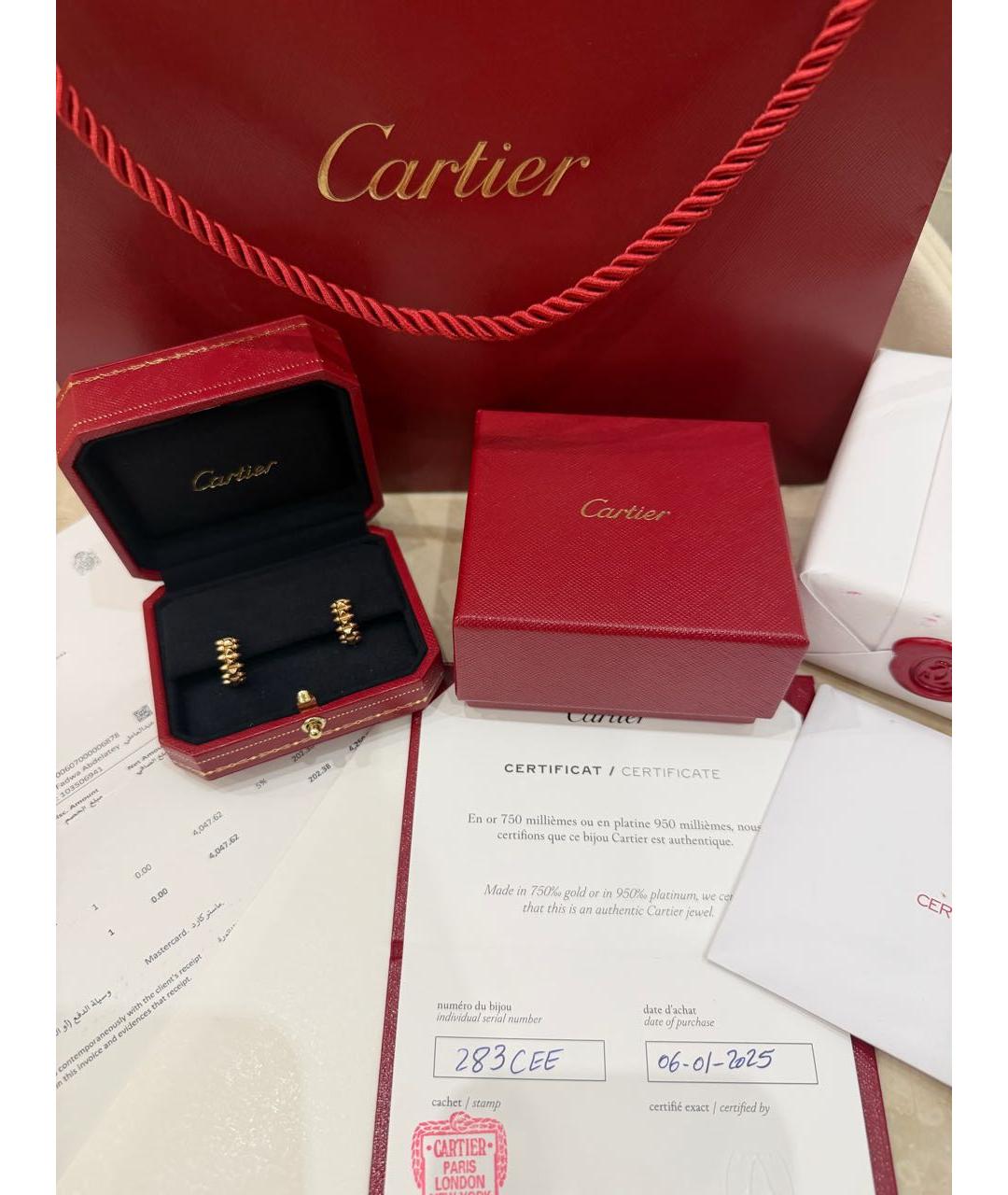 CARTIER Золотые серьги из розового золота, фото 5