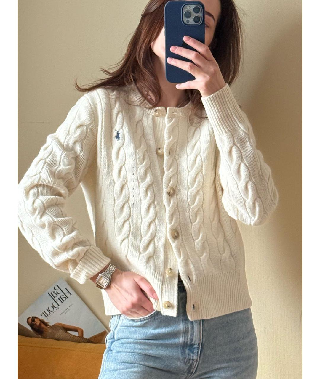 POLO RALPH LAUREN Белый шерстяной кардиган, фото 8