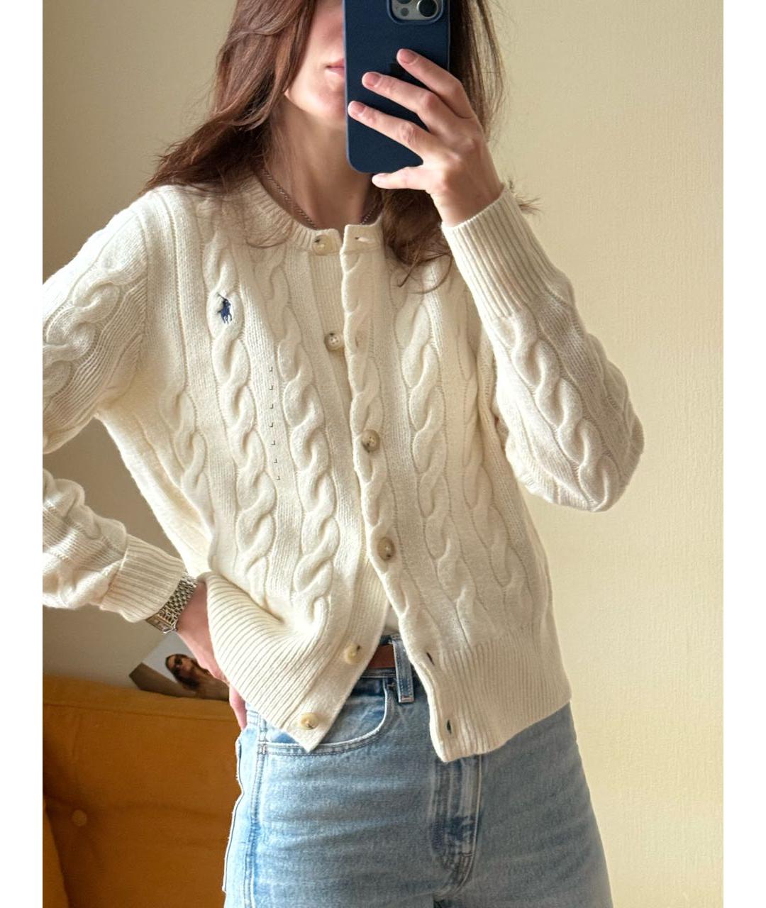 POLO RALPH LAUREN Белый шерстяной кардиган, фото 5