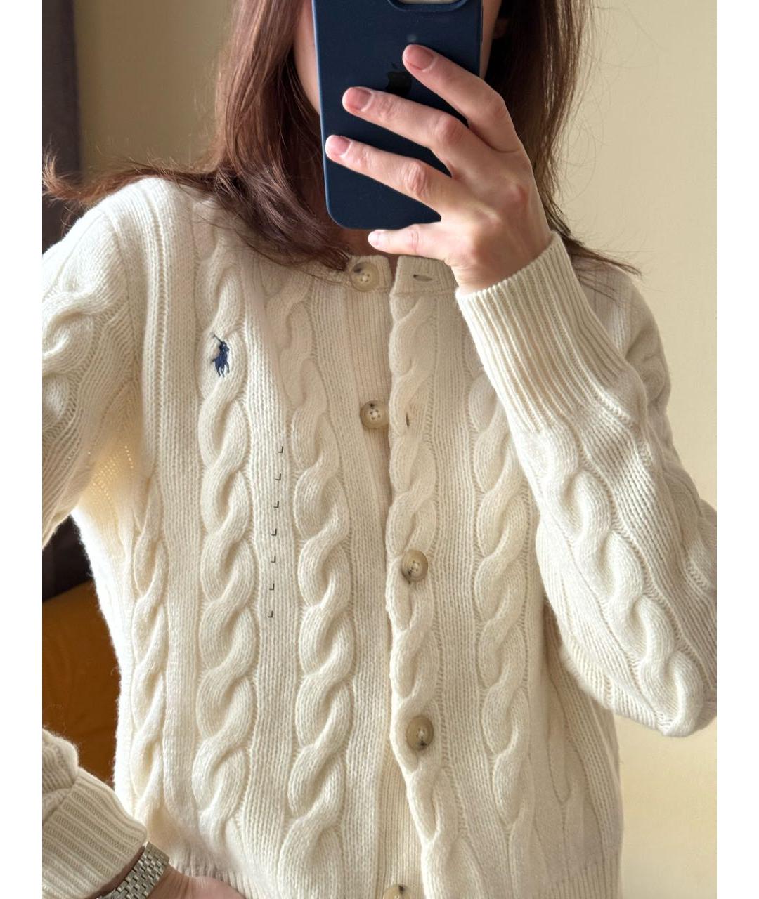 POLO RALPH LAUREN Белый шерстяной кардиган, фото 6
