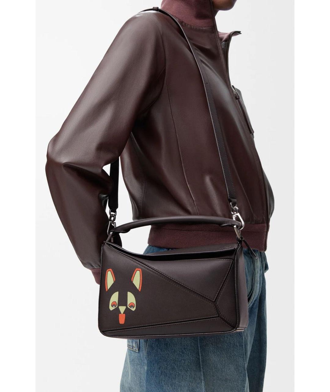 LOEWE Коричневая кожаная сумка через плечо, фото 3