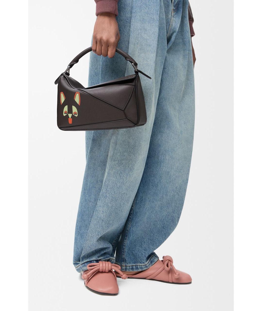 LOEWE Коричневая кожаная сумка через плечо, фото 2