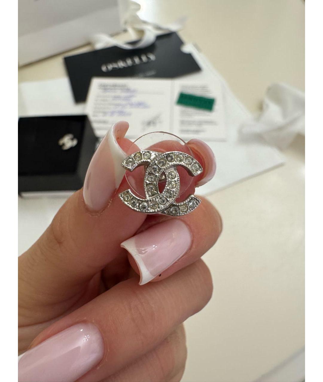 CHANEL Серебряные металлические серьги, фото 2