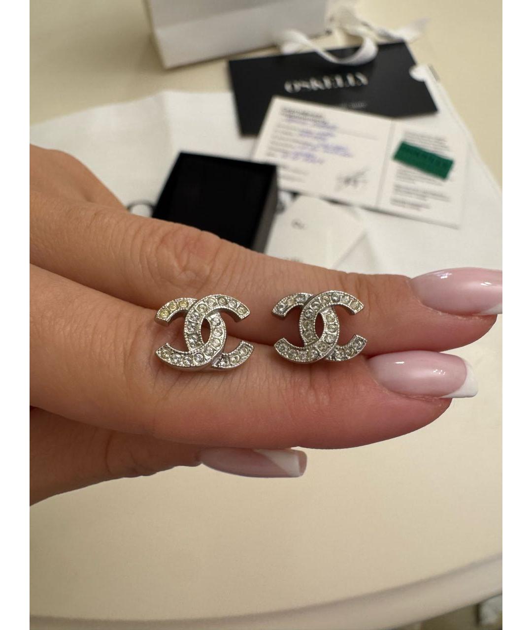 CHANEL Серебряные металлические серьги, фото 3