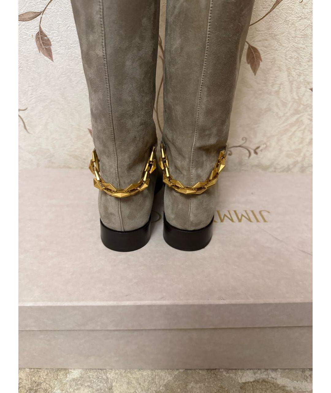 JIMMY CHOO Бежевые замшевые сапоги, фото 4