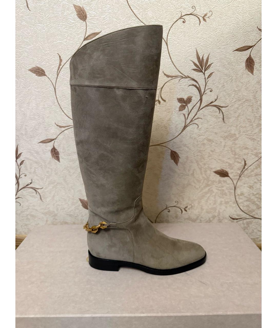 JIMMY CHOO Бежевые замшевые сапоги, фото 5