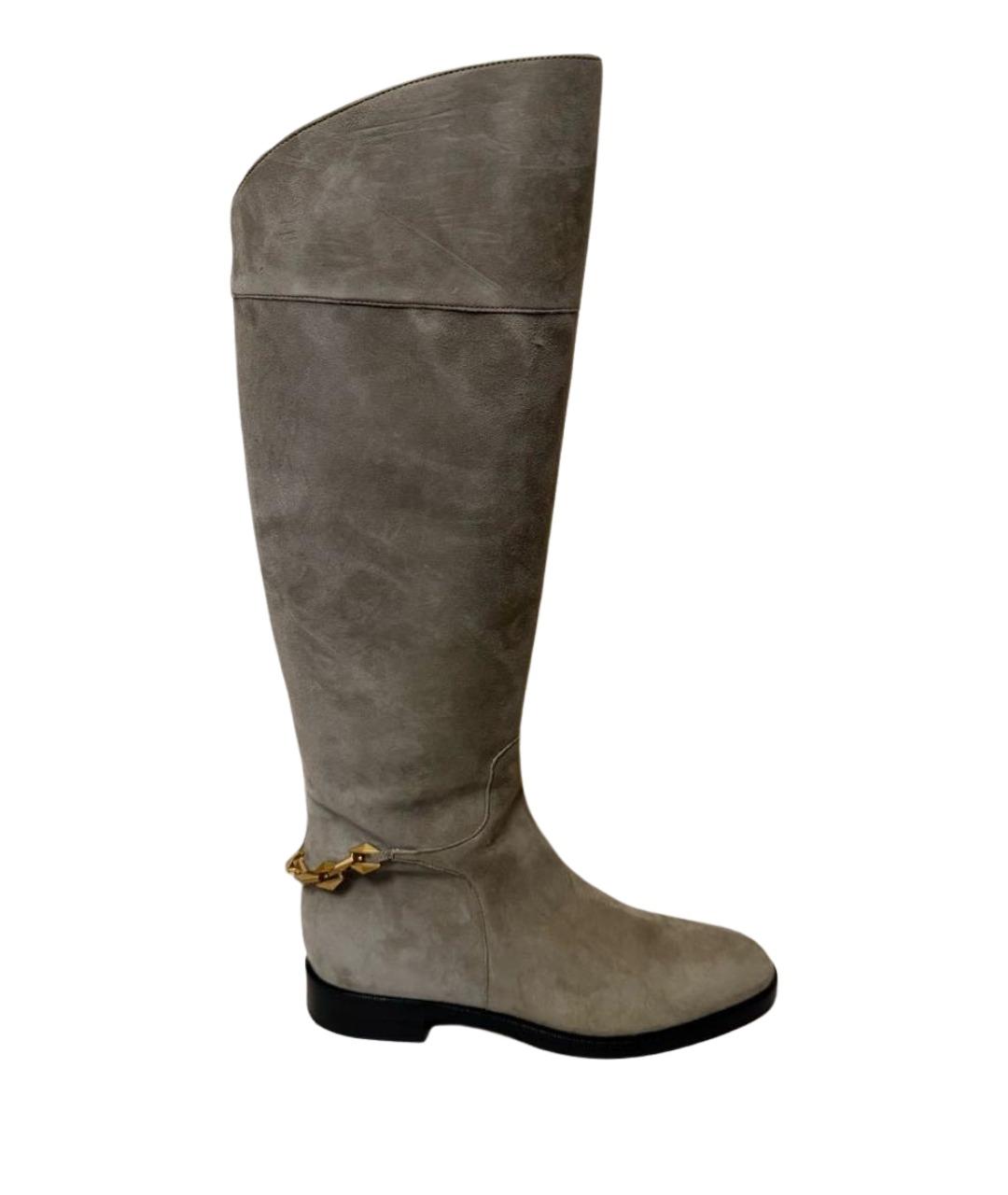 JIMMY CHOO Бежевые замшевые сапоги, фото 1