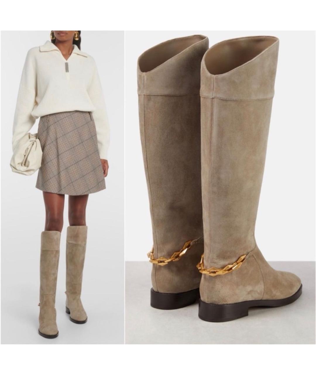 JIMMY CHOO Бежевые замшевые сапоги, фото 6