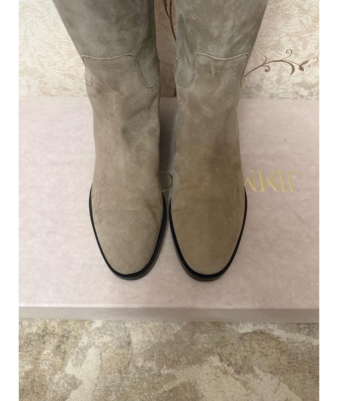 JIMMY CHOO Бежевые замшевые сапоги, фото 3