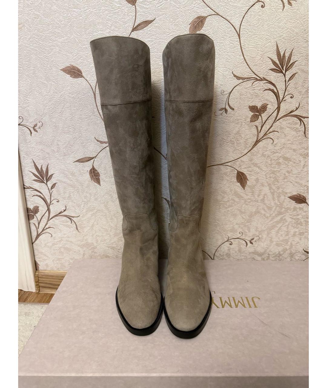 JIMMY CHOO Бежевые замшевые сапоги, фото 2