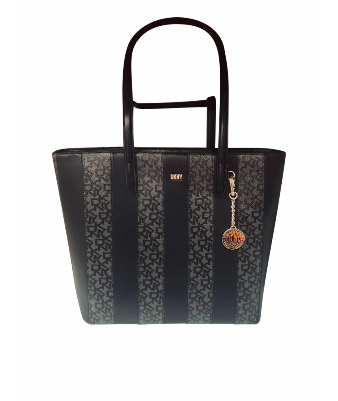 DKNY Черная кожаная сумка тоут, фото 1