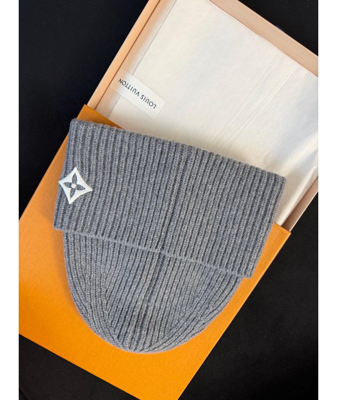 LOUIS VUITTON Серая шерстяная шапка, фото 2