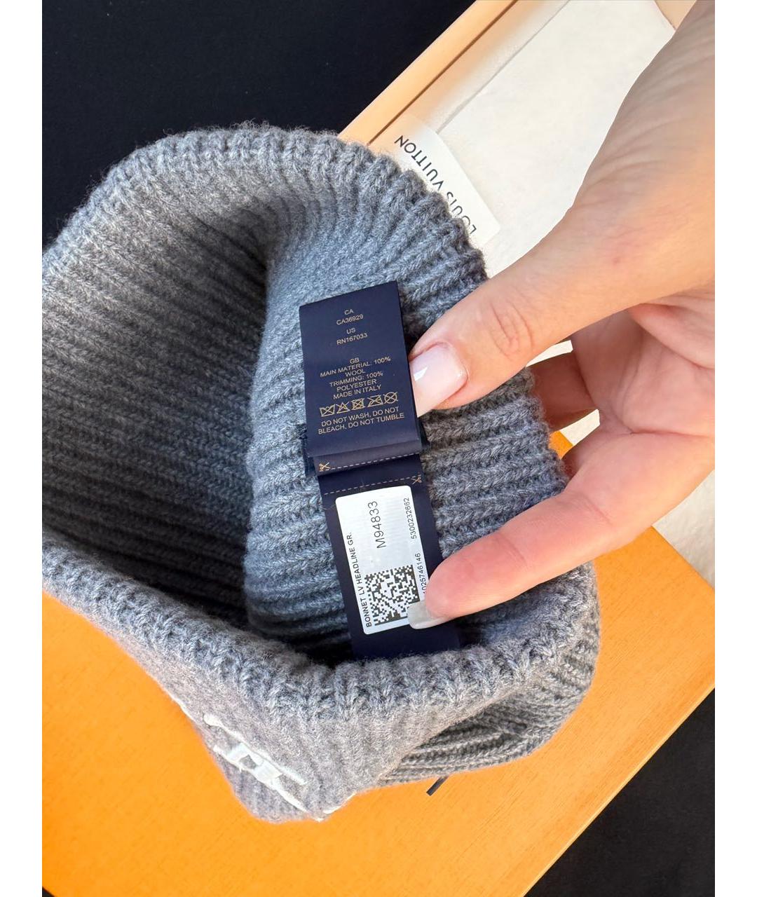 LOUIS VUITTON Серая шерстяная шапка, фото 3