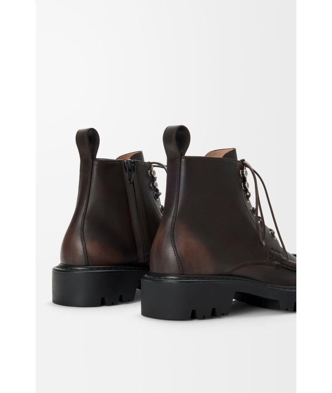 LOEWE Коричневые кожаные ботинки, фото 4