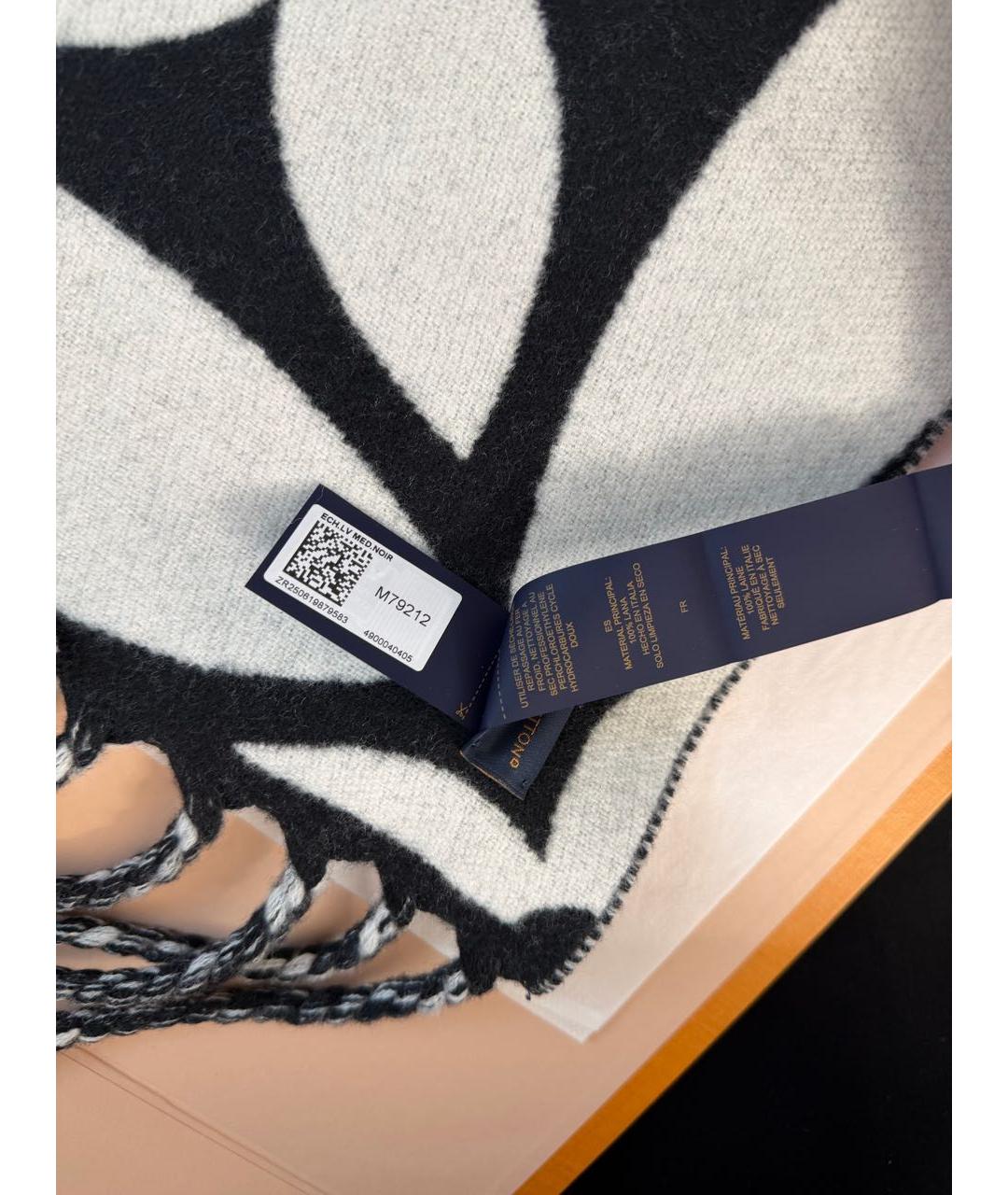 LOUIS VUITTON Черный шерстяной шарф, фото 3