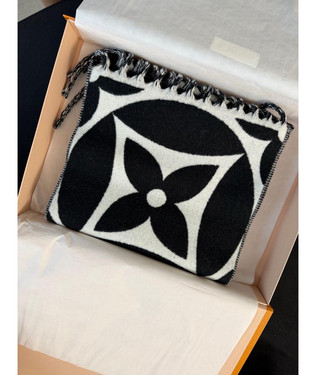 LOUIS VUITTON Черный шерстяной шарф, фото 5