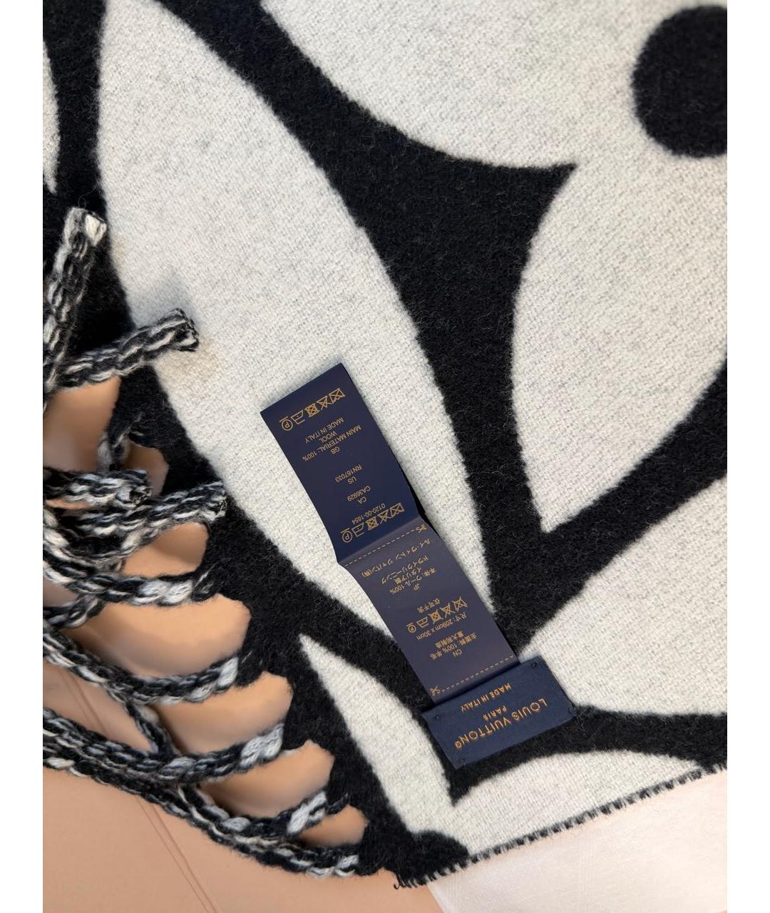 LOUIS VUITTON Черный шерстяной шарф, фото 4