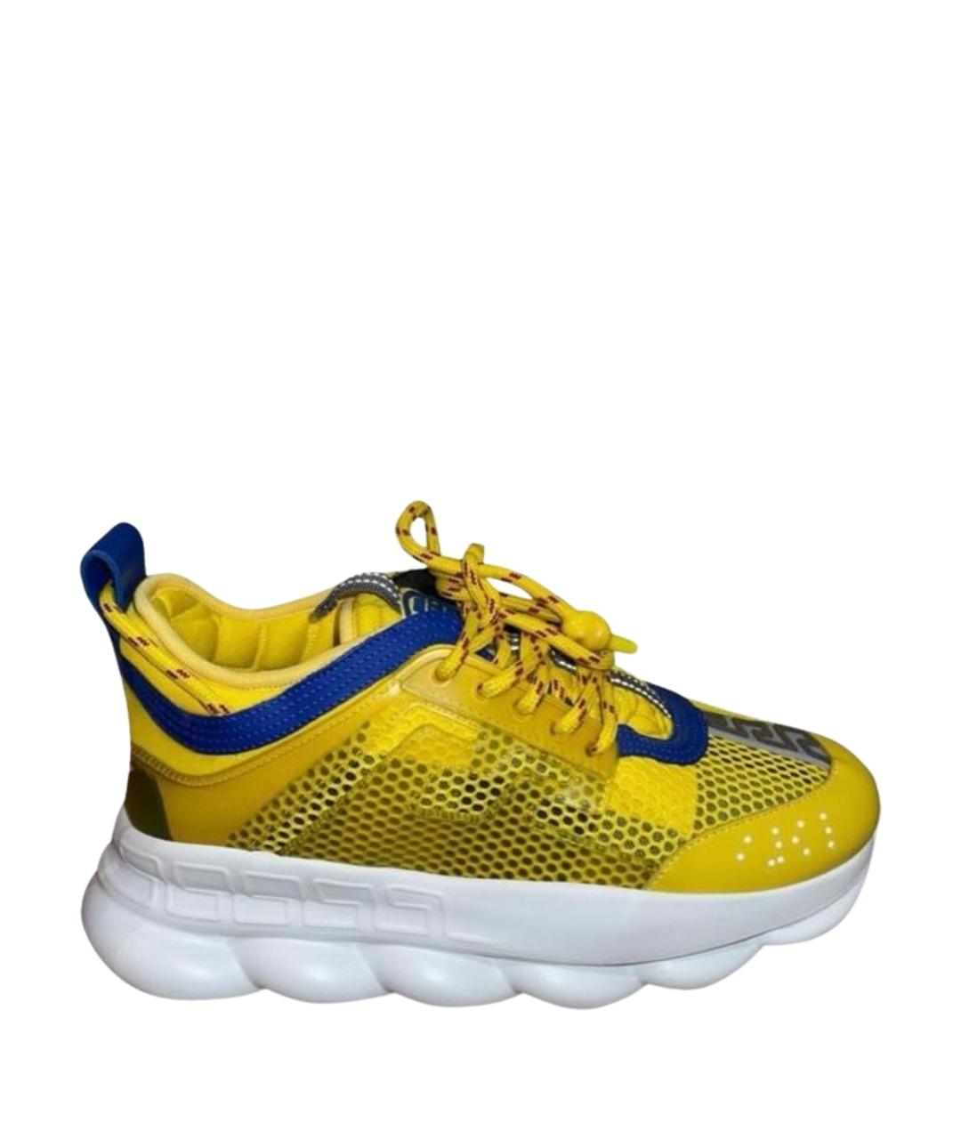 VERSACE Желтые текстильные кроссовки, фото 1