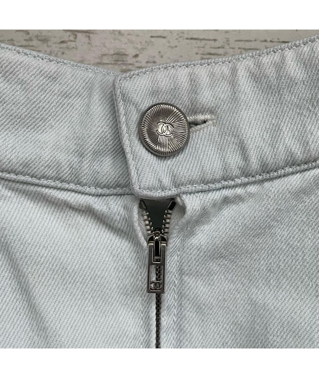 CHANEL Белая деним юбка мини, фото 3