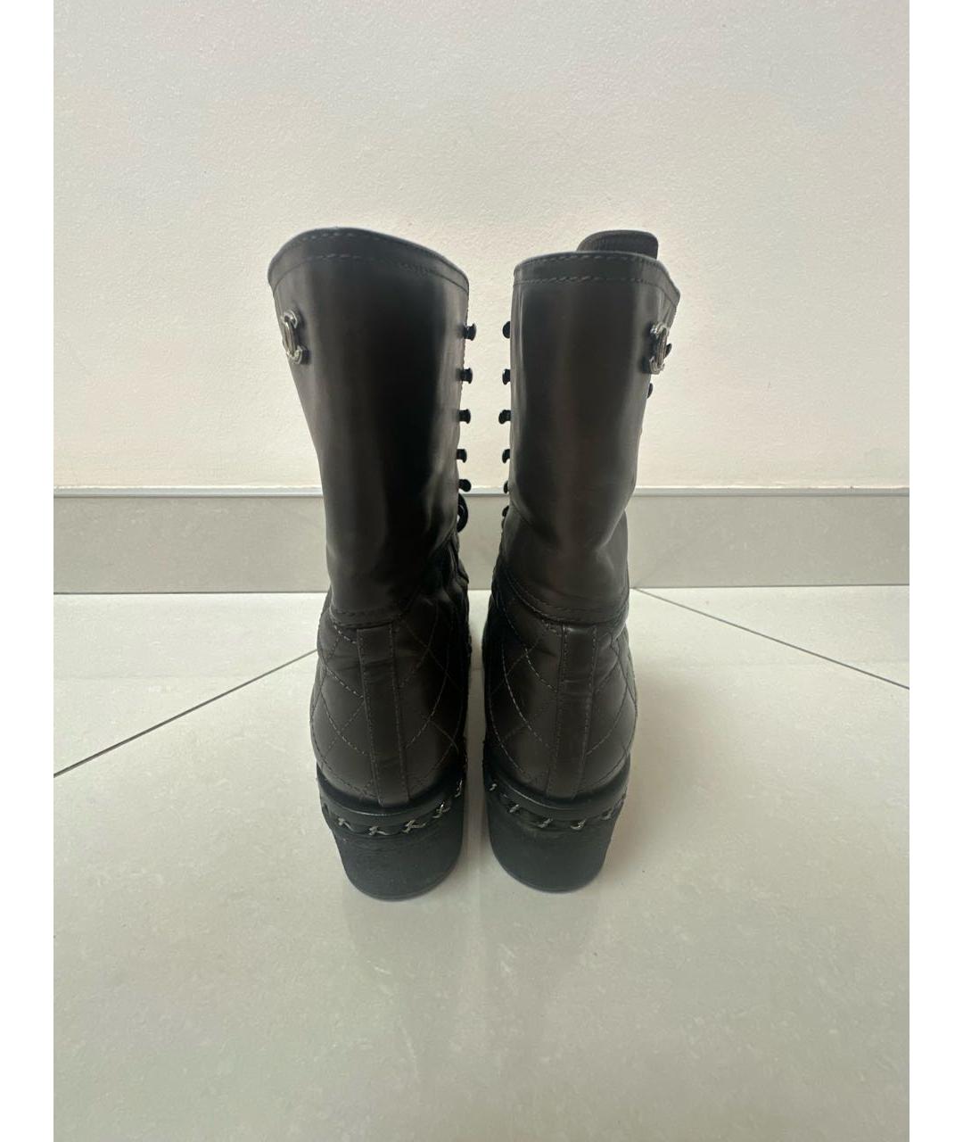 CHANEL Коричневые кожаные ботинки, фото 4