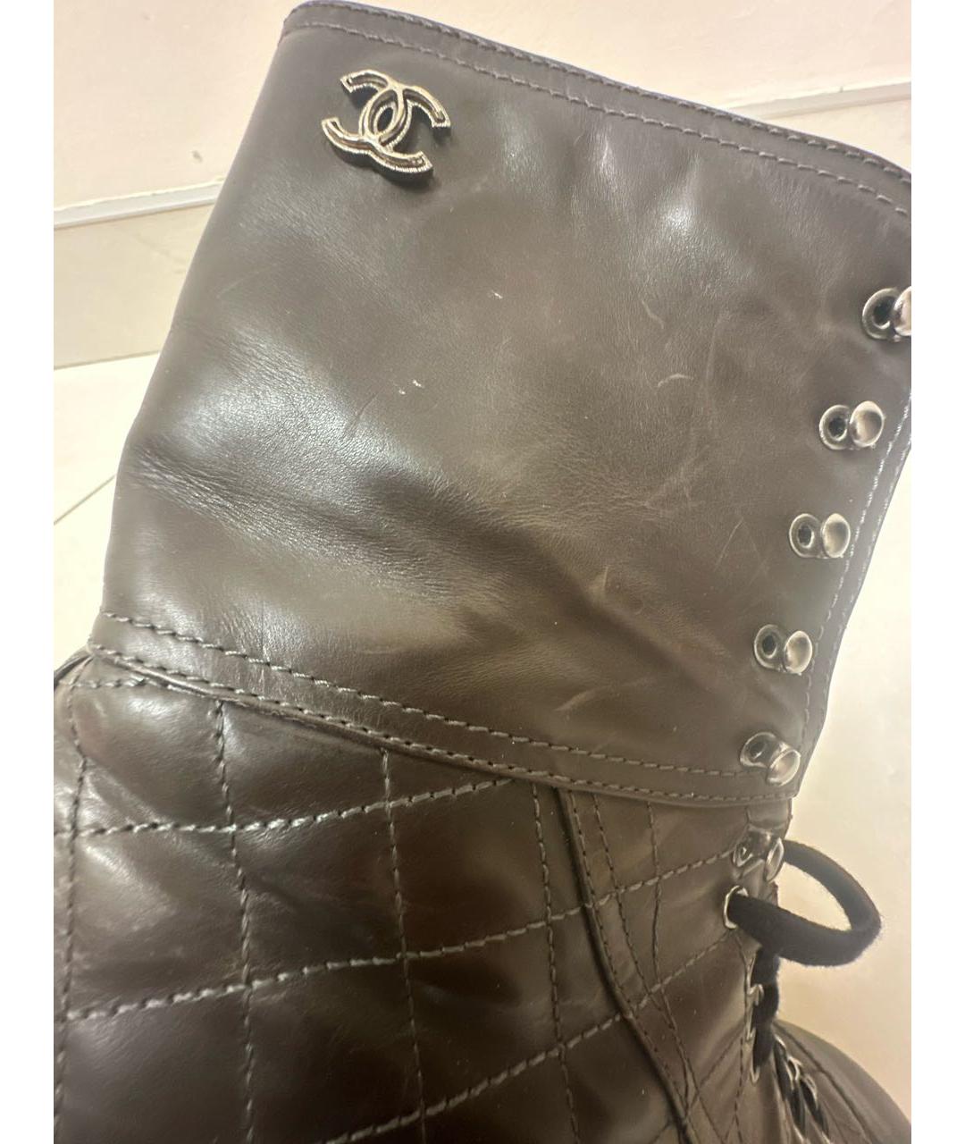 CHANEL Коричневые кожаные ботинки, фото 6