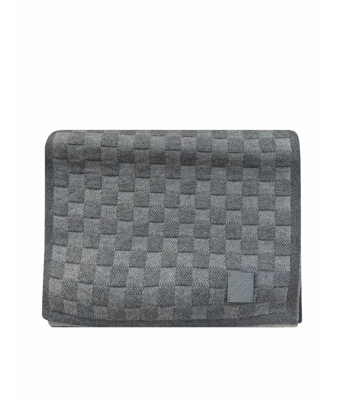 LOUIS VUITTON Серый шерстяной шарф, фото 1
