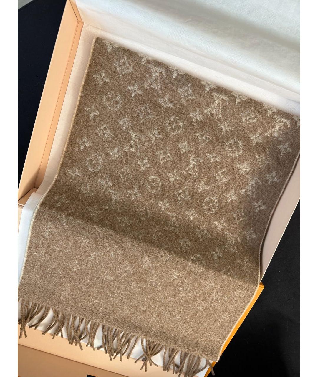 LOUIS VUITTON Бежевый шерстяной шарф, фото 3