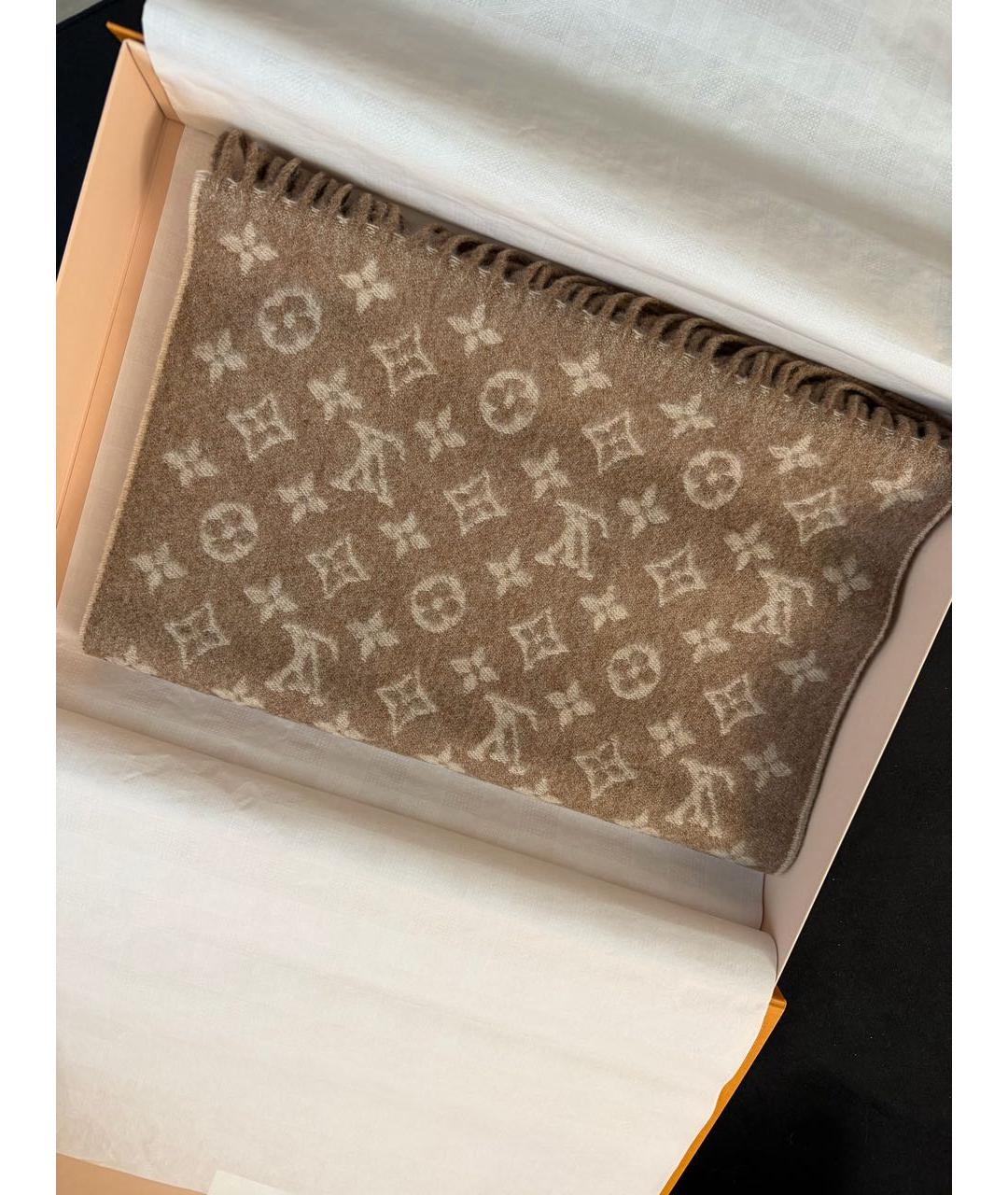 LOUIS VUITTON Бежевый шерстяной шарф, фото 2