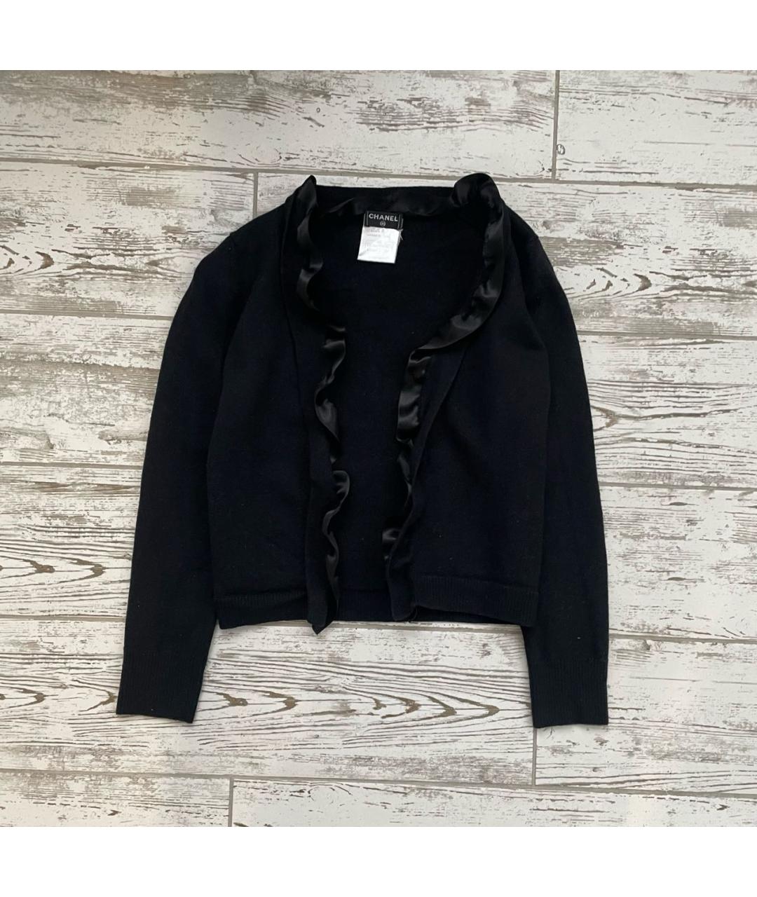 CHANEL Черный шерстяной кардиган, фото 3