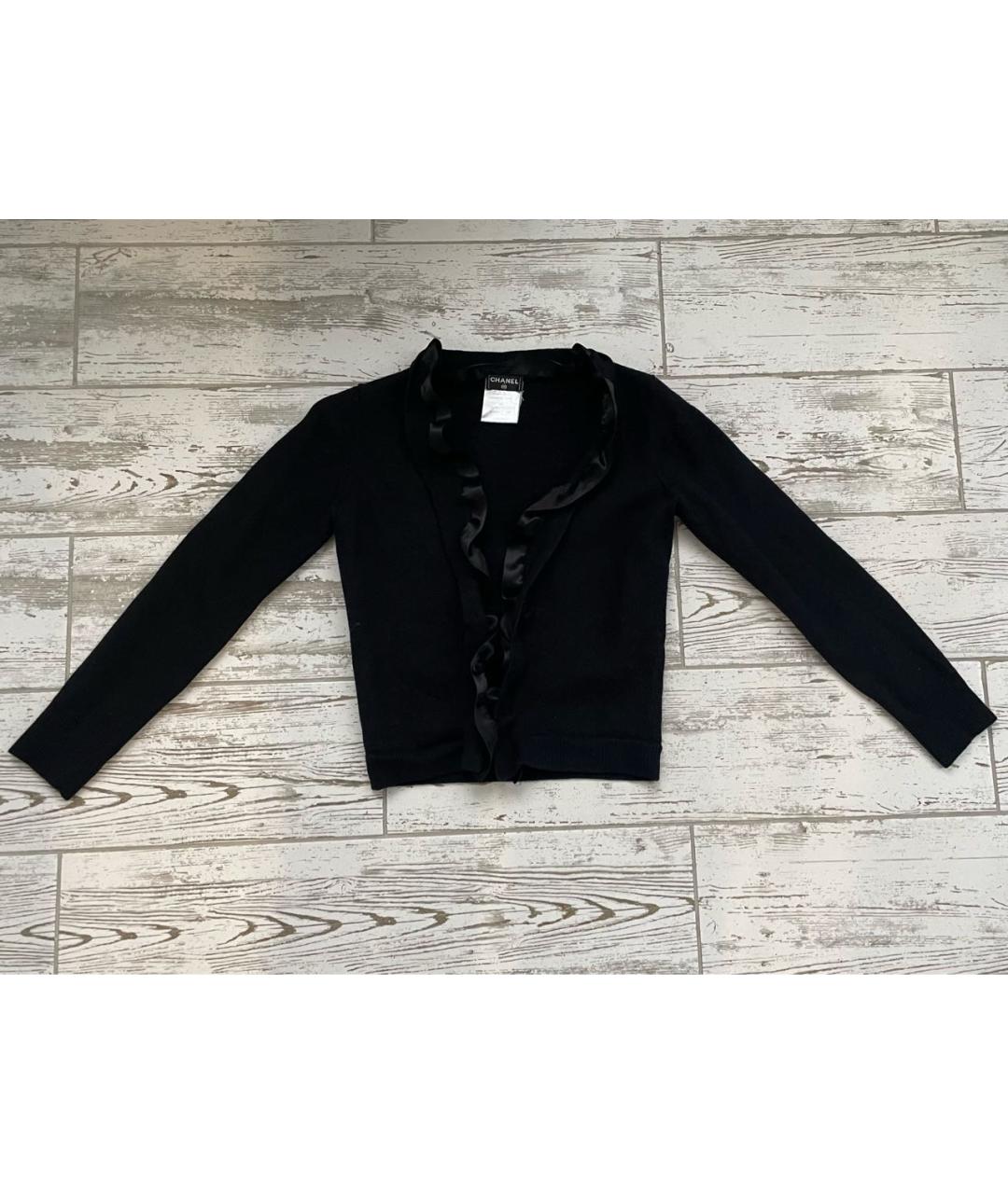 CHANEL Черный шерстяной кардиган, фото 2