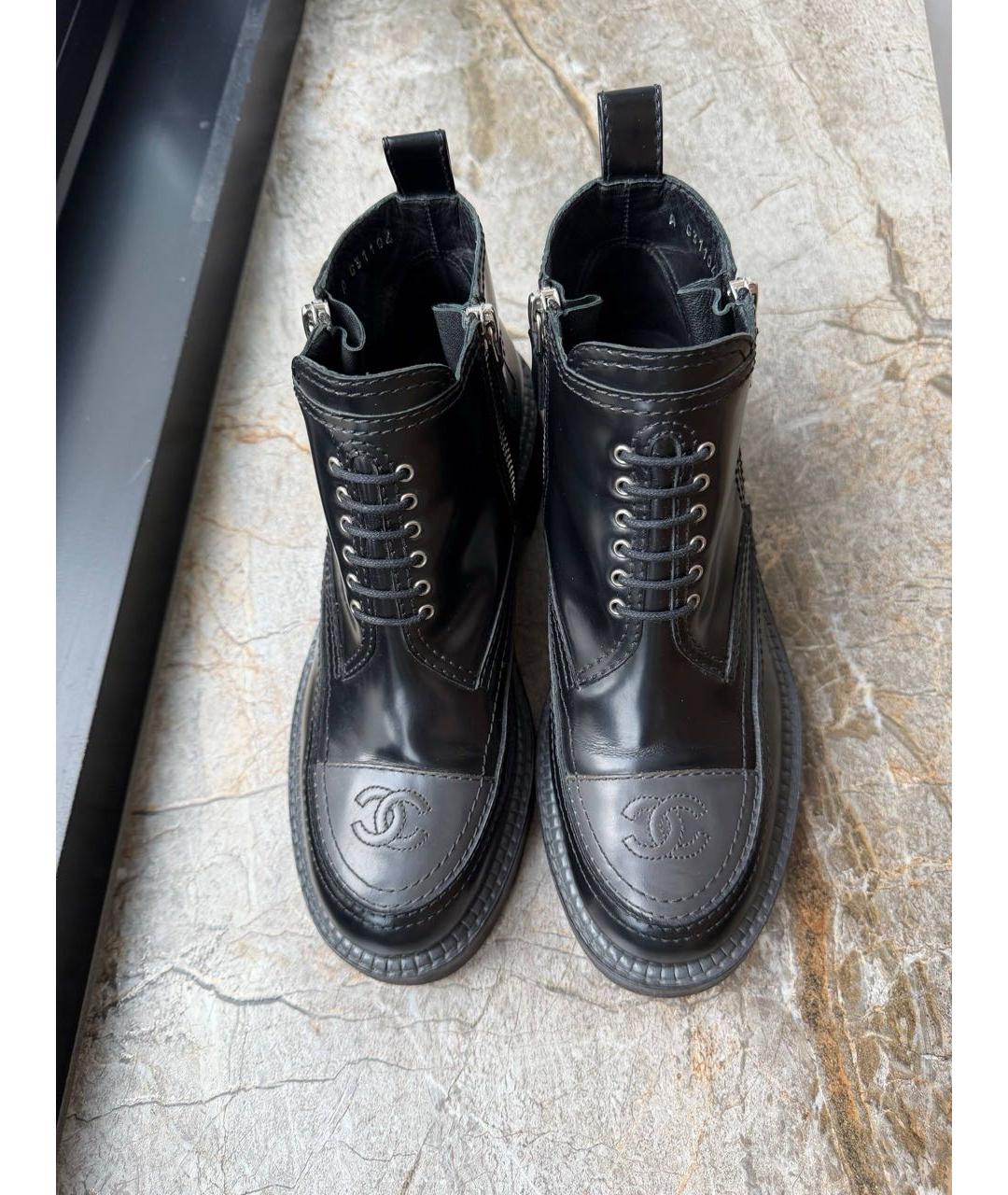 CHANEL Черные кожаные ботинки, фото 3