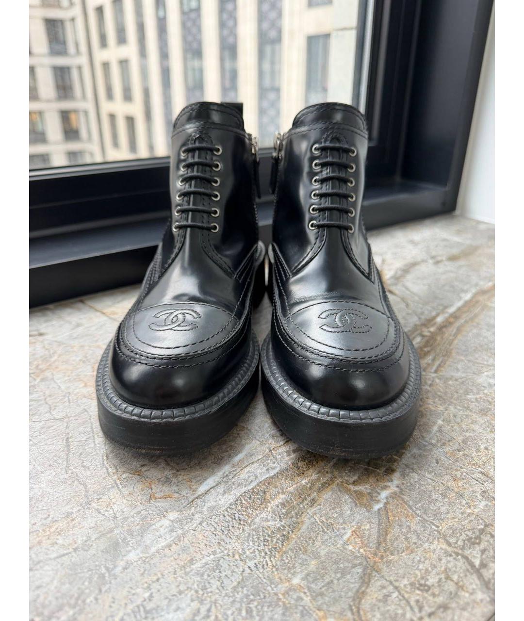CHANEL Черные кожаные ботинки, фото 2