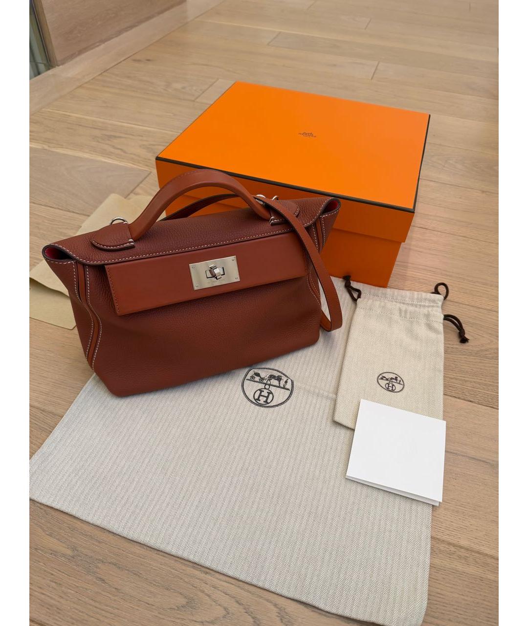 HERMES Коричневая кожаная сумка через плечо, фото 7