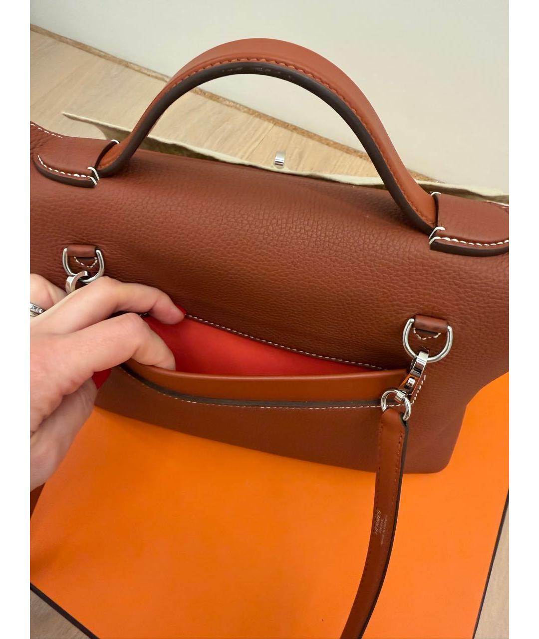 HERMES Коричневая кожаная сумка через плечо, фото 6