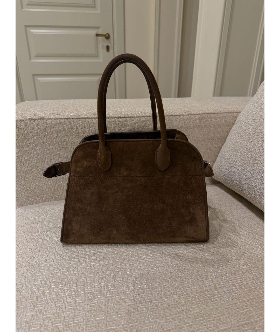 THE ROW Коричневая замшевая сумка с короткими ручками, фото 2