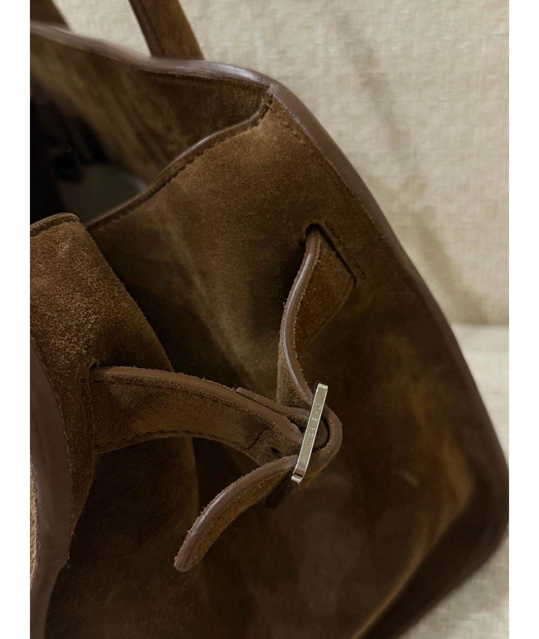 THE ROW Коричневая замшевая сумка с короткими ручками, фото 3