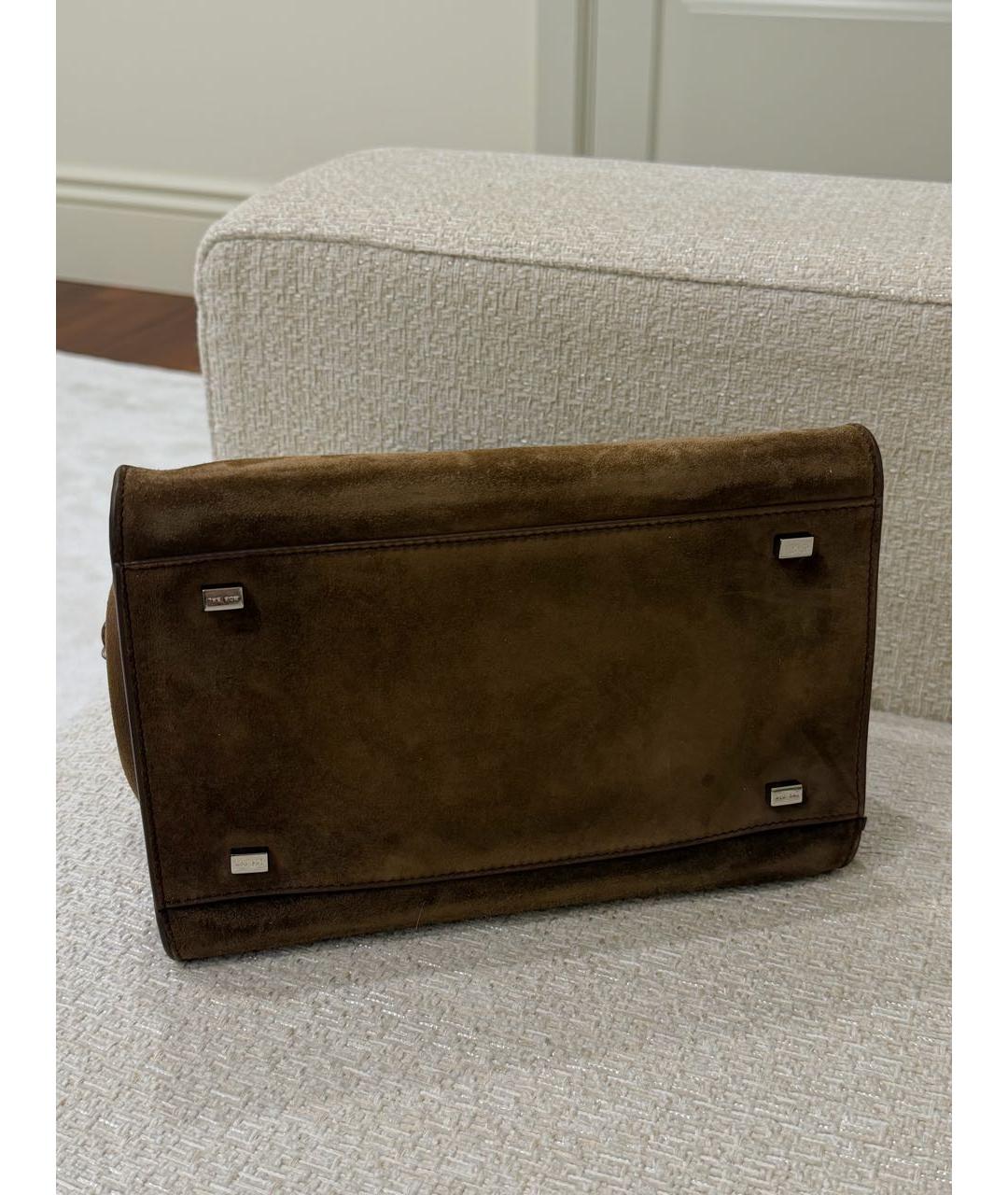 THE ROW Коричневая замшевая сумка с короткими ручками, фото 4