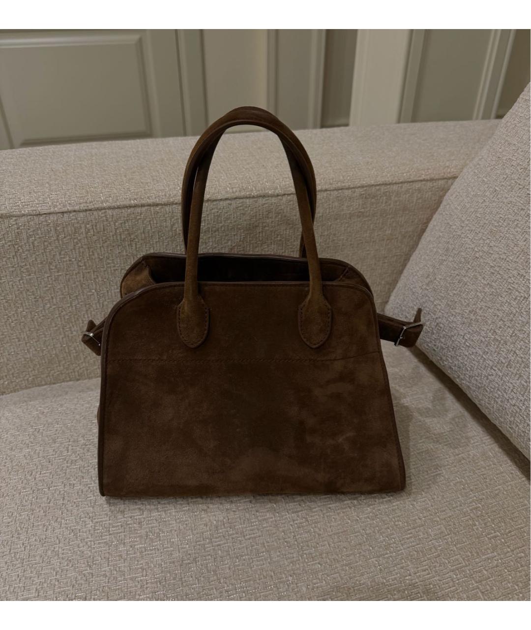 THE ROW Коричневая замшевая сумка с короткими ручками, фото 5