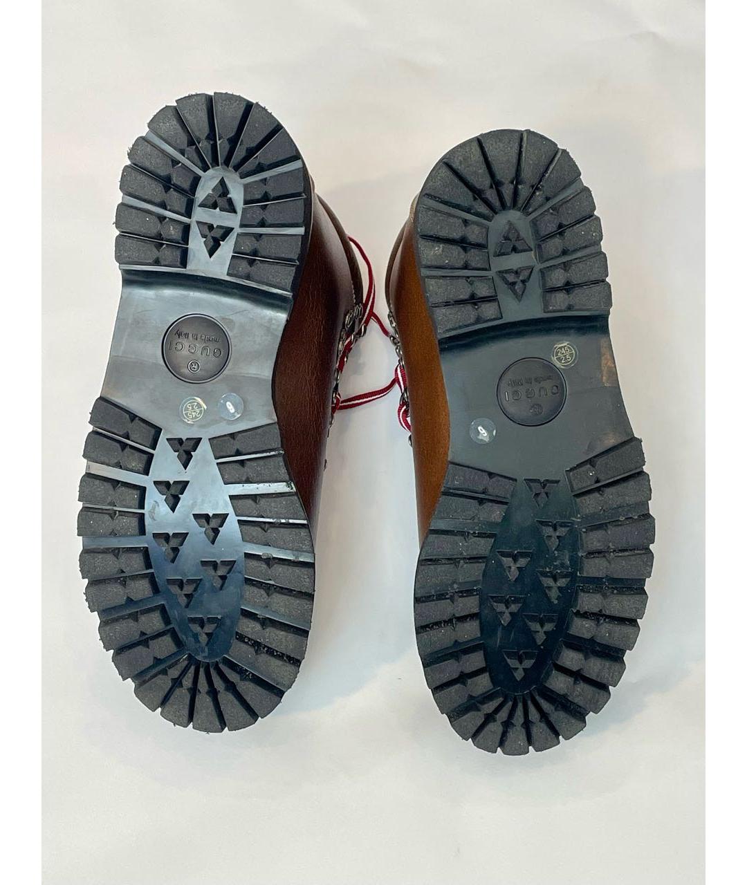 GUCCI Коричневые кожаные ботинки, фото 7