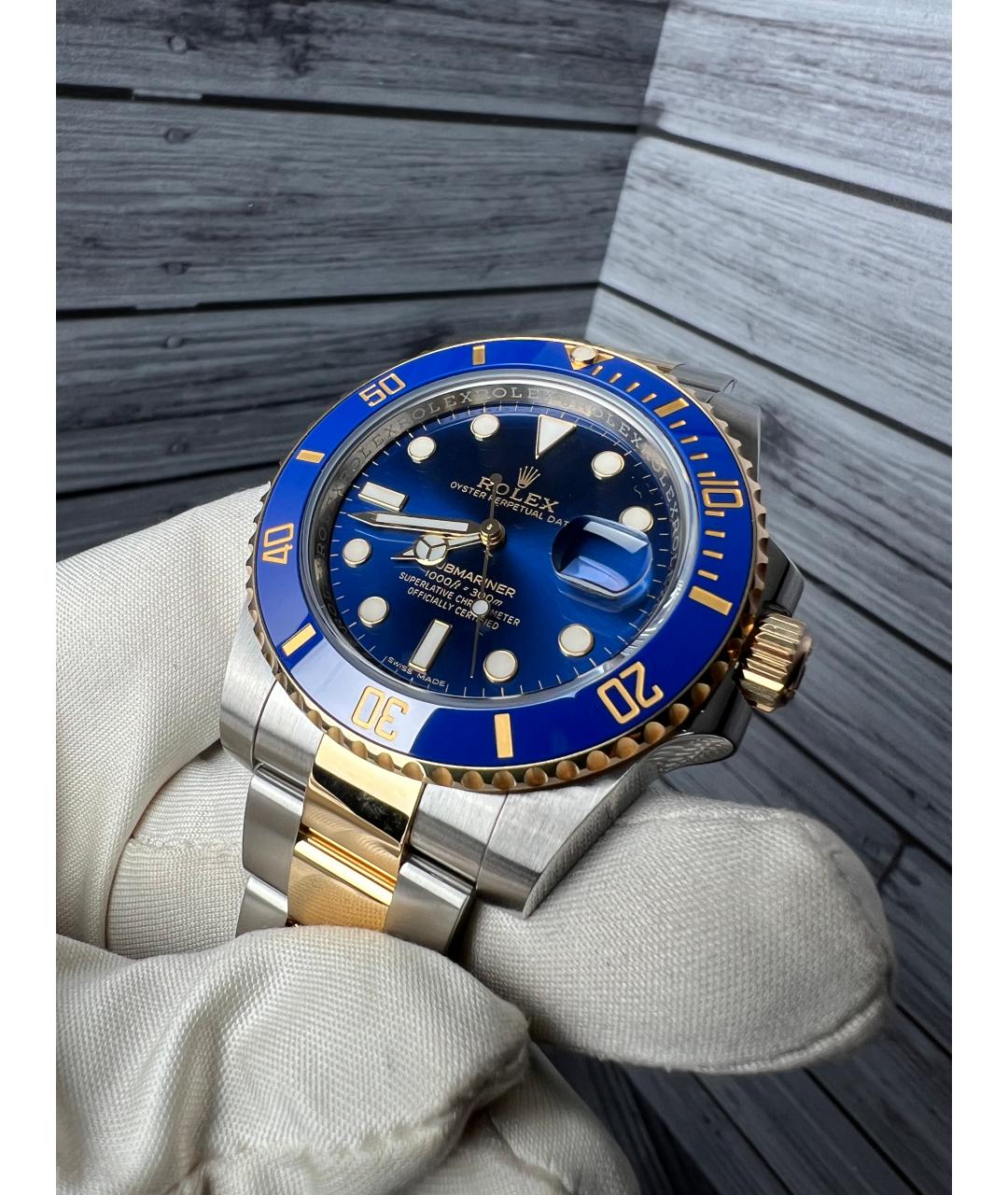 ROLEX Темно-синие часы из желтого золота, фото 3