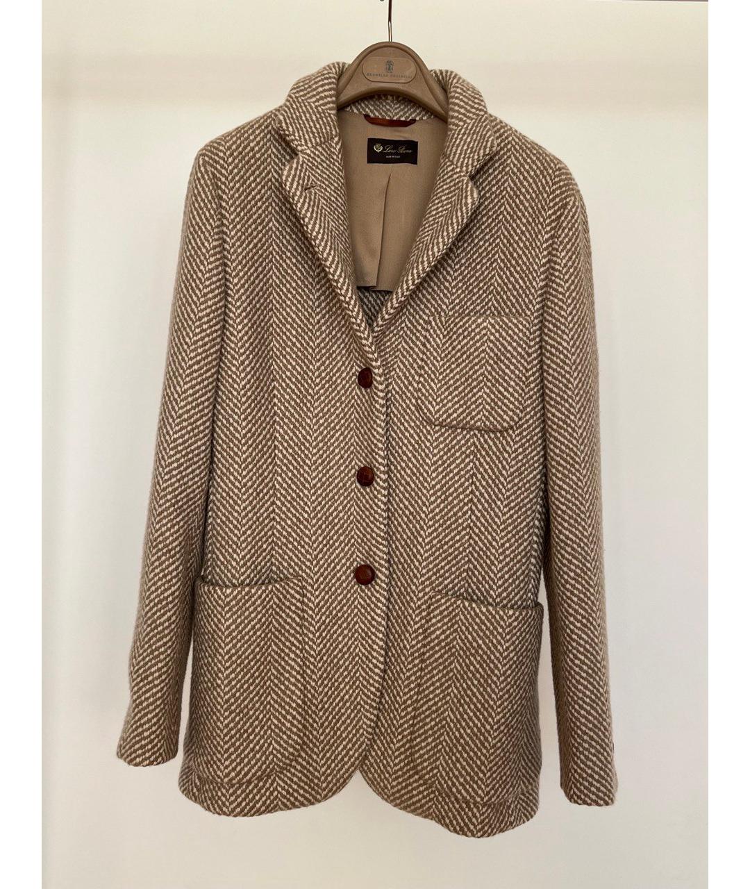 LORO PIANA Бежевый кашемировый жакет/пиджак, фото 6