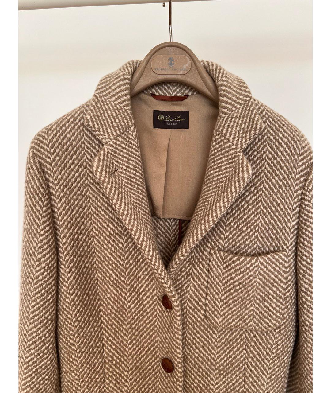 LORO PIANA Бежевый кашемировый жакет/пиджак, фото 3