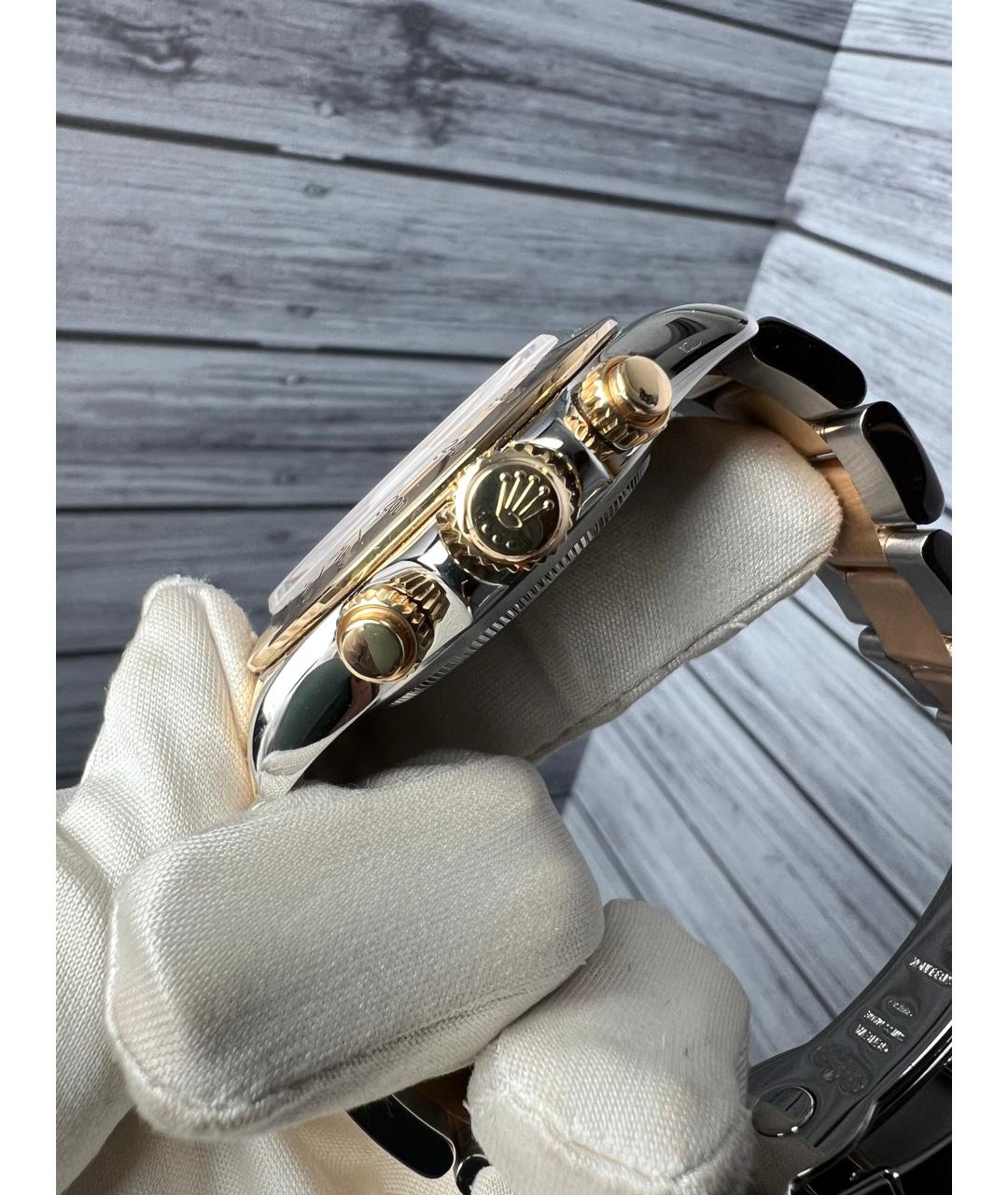 ROLEX Белые часы из желтого золота, фото 4