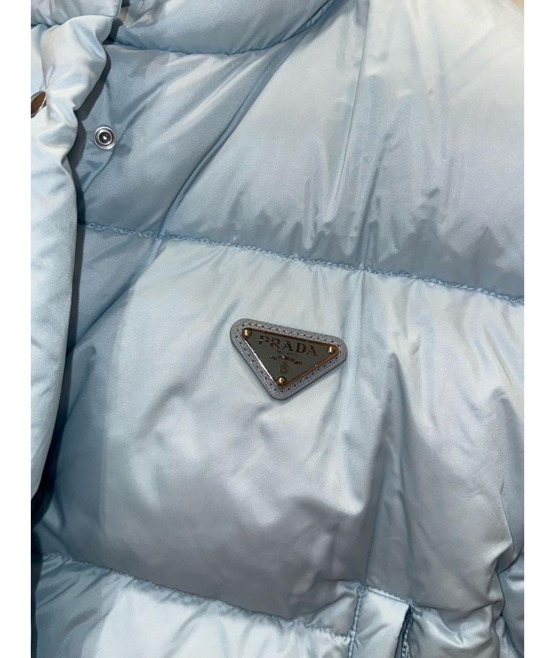 PRADA Голубой полиамидовый пуховик, фото 4
