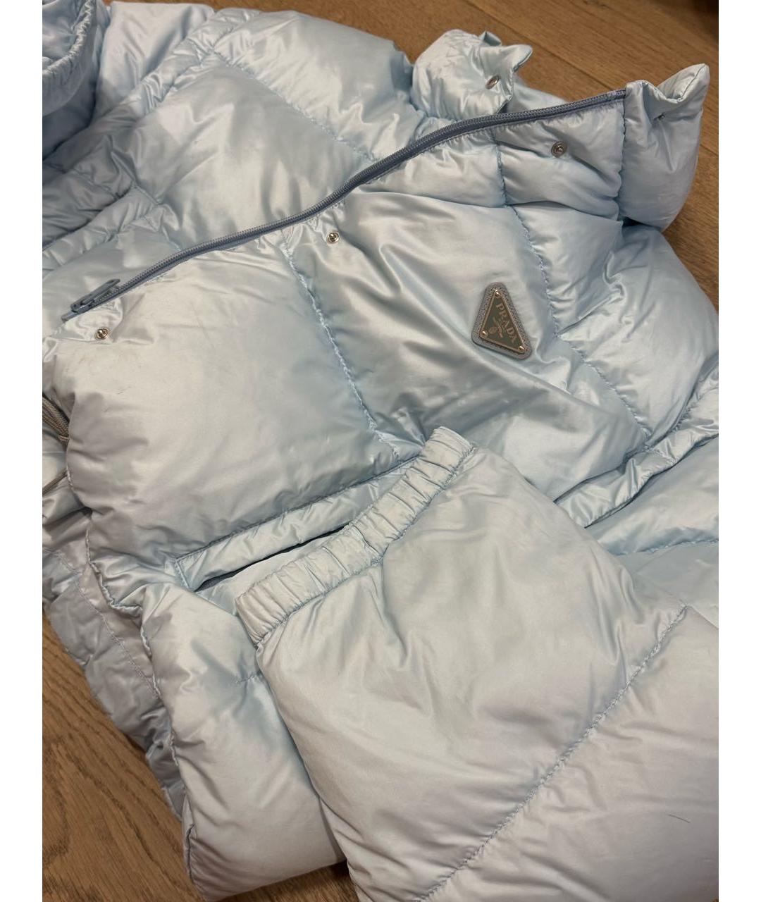 PRADA Голубой полиамидовый пуховик, фото 7