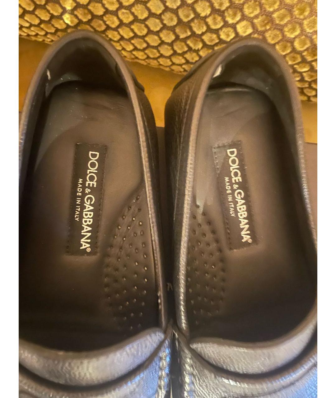 DOLCE&GABBANA Черные кожаные мокасины, фото 3