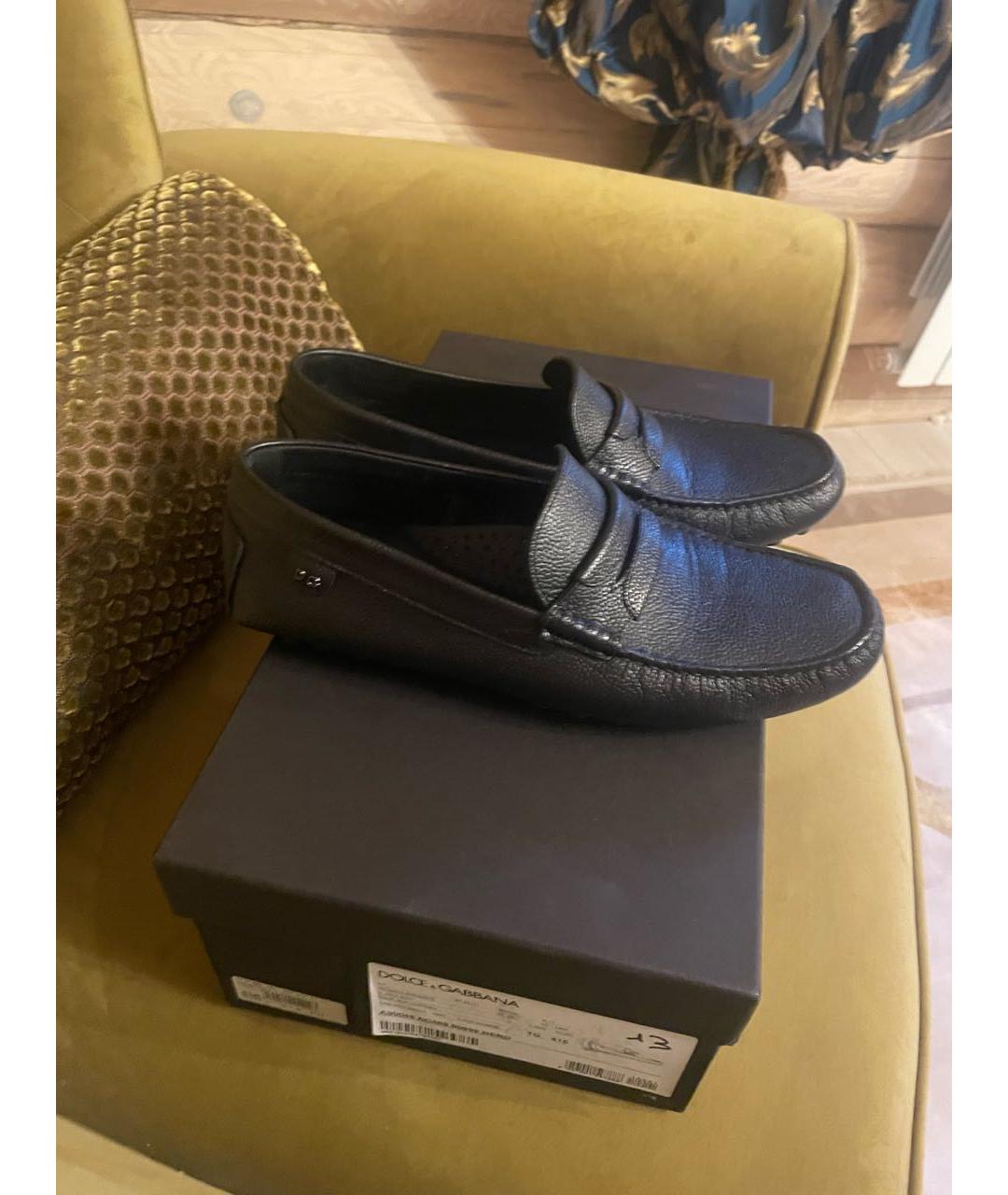 DOLCE&GABBANA Черные кожаные мокасины, фото 5